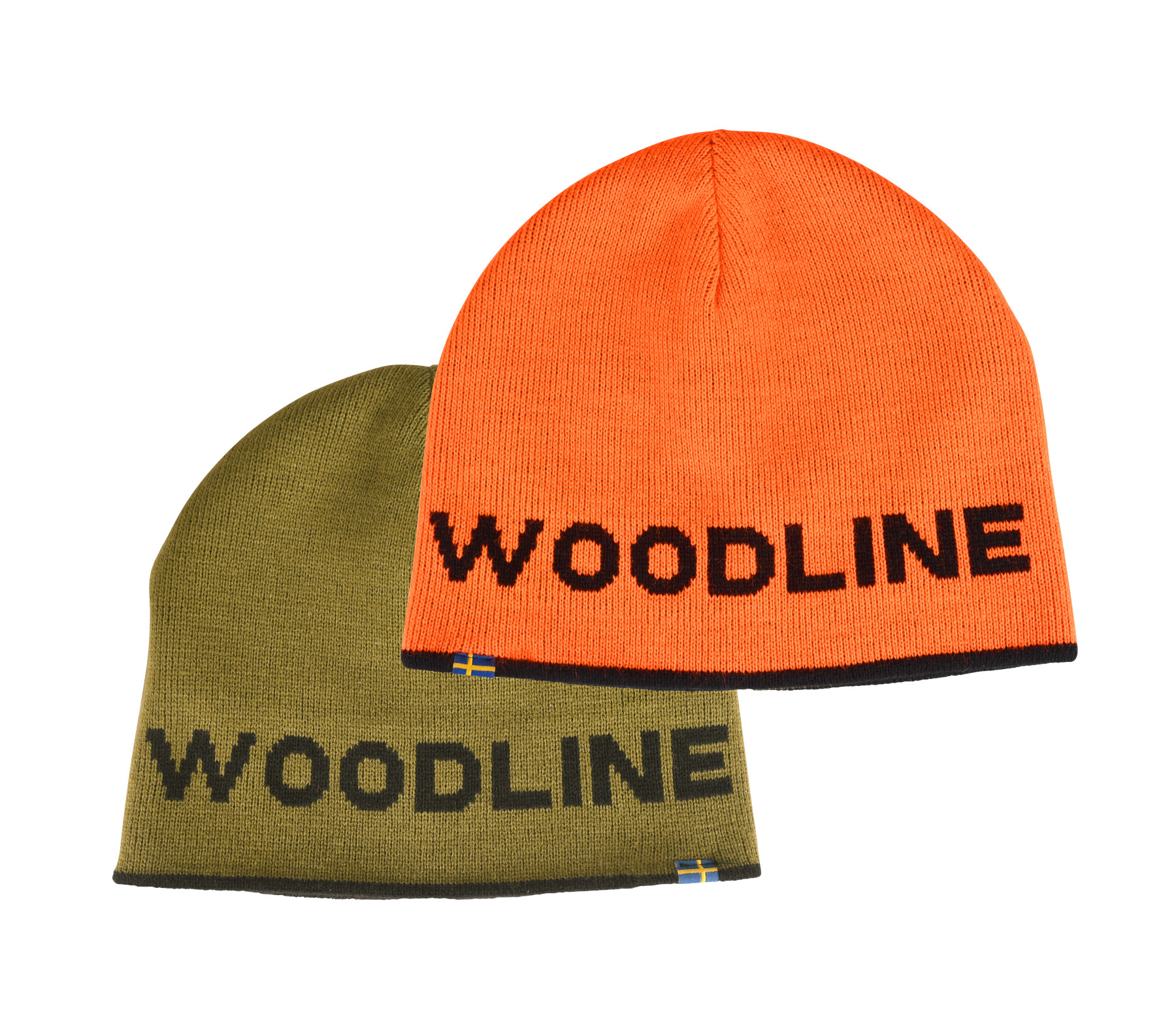 Wendemütze oliv und orange mit Woodline Logo