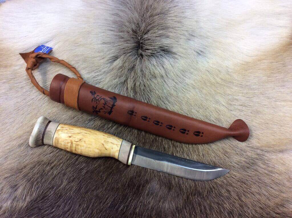 Wood-Jewel Jagdmesser mit Rentierhorn-Griff 19cm Outdoormesser Lappland-Messer 